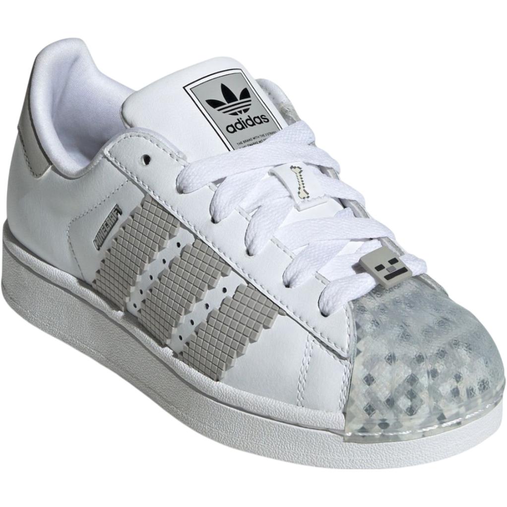 Adidas Minecraft X Superstar J Skeleton Kids Sneakers White Cloud-White Grey-Two JP8082