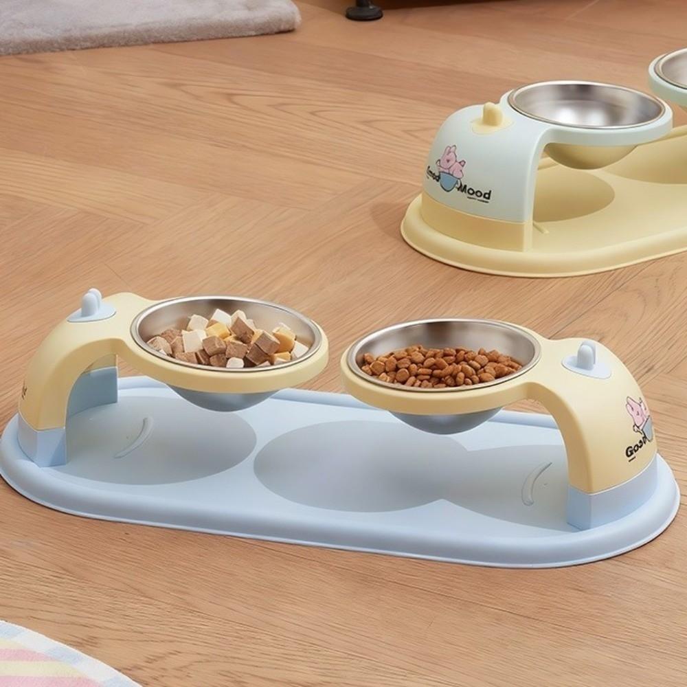 Dog Food Bowl Cartoon Elevated Pet Feeder Non-Slip Base Anti-Tipping Suspended Cat Bowl Anti-leak Water Food Bowl Dog Watering