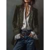 Women's European American Style Solid Color Patchwork Lace Velvet Long Sleeve Coat