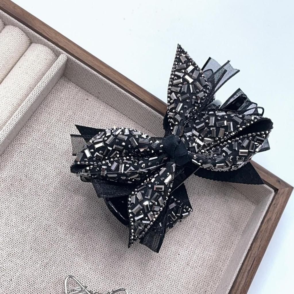 Elegant Rhinestone Bow Hair Clip - Versatile Luxury Ponytail Accessory