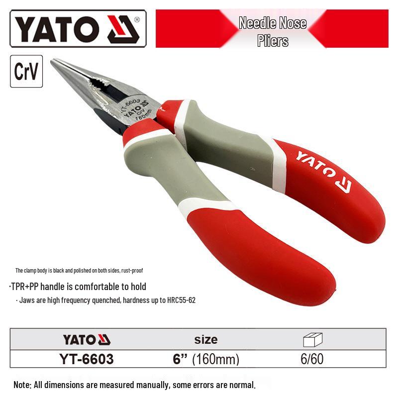 YATO Industrial Needle Nose & Diagonal Cutting Pliers Combo with Wire Strippers