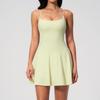 Square Neck Cutout Back Yoga Dress Women Outdoor Running Fitness Workout Tennis Skirt