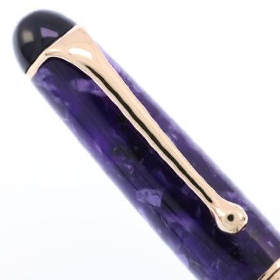 Used Aurora 88 Nebulosa Fountain Pen | Limited Edition | Broad Nib (B) | Italian Luxury Writing Instrument | Purple Resin with Sterling Silver Trim