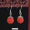 Original cinnabar earrings niche design retro long fringed earrings, natal red earrings for women