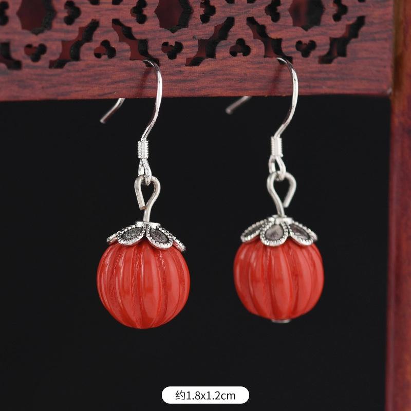 Original cinnabar earrings niche design retro long fringed earrings, natal red earrings for women