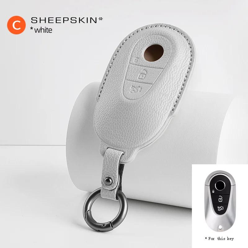 Sheepskin Car Key Case Cover For Mercedes Benz W176 W177 W205 W206 W212 W213 W222 W223 W167 W463 X166 A C E S G CLS GLC SL Class