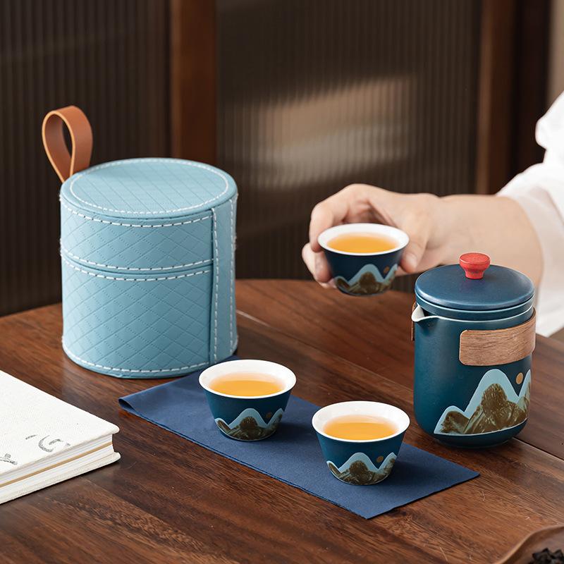 Travel Set Retro Aoyama Portable Travel Tea Set Car Outdoor Kung Fu Teapot Business