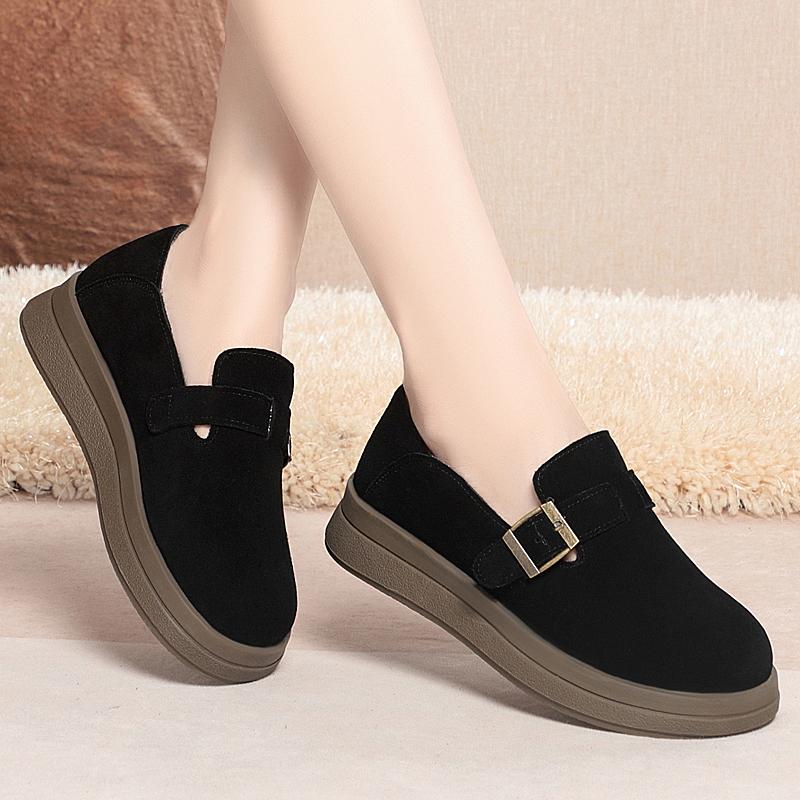 Fashion AIYUQI Women's Loafers 2025 Spring New Flat Slip-on Ladies Shoes Platform Suede Genuine Leather Women's Shoes