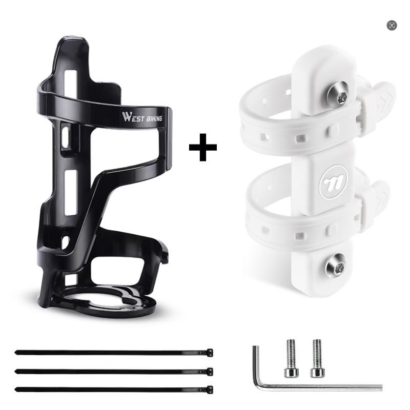 WEST BIKING Bicycle Water Bottle Holder Silicone Non-slip Straps Set MTB Road Bike Bottle Stand With Adaptor Cycling Accessories Cup Holders 5