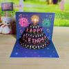 1pcHappy Birthday Card Fireworks 3D Pop Up Cake Light and Music Happy Birthday Card Gift Greeting Card for Husband Kids Wife Mom
