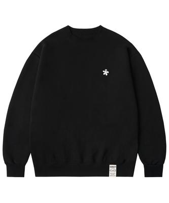 GRAVER [Unisex] White Odd Flower Embroidered Sweatshirt_Black