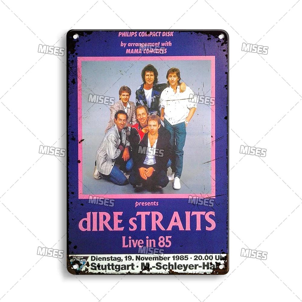 MISES Rock Band Metal Poster DIRE STRAITS Band Decorative Plate Metal Sign Rusty Metal Plaque Home Club Kitchen Metal Tin Sign