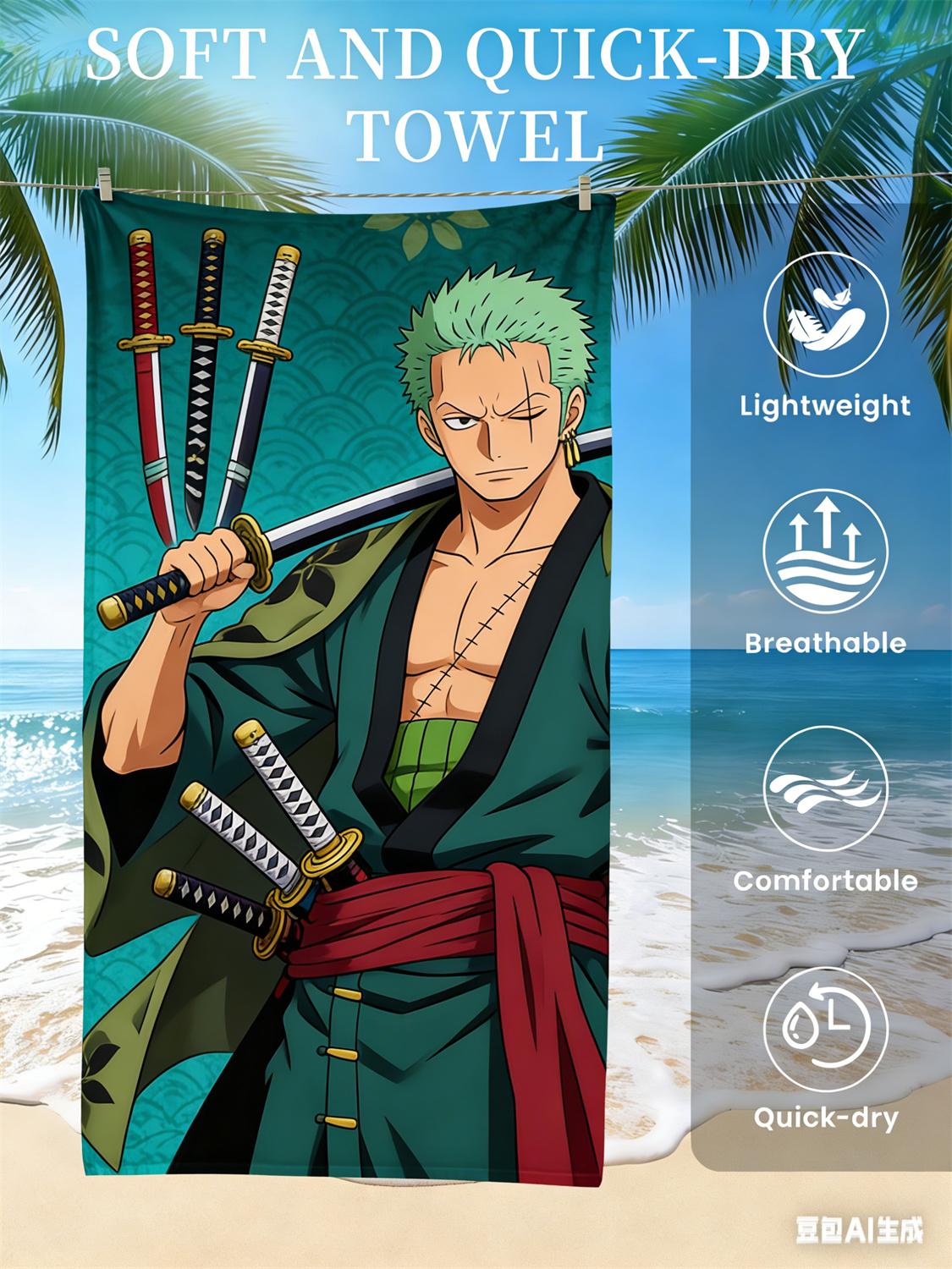 

One Piece Обезьяна D. Пляжное полотенце с Луффи, Эксклюзивная лимитированная серия для фанатов аниме, Банное полотенце на пиратскую тематику для пляжа, бассейна и ванной комнаты W30*H60(CM)