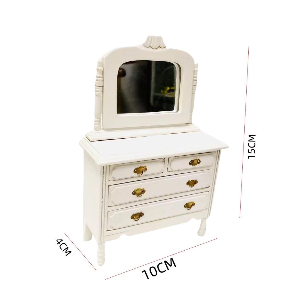 Miniature Dollhouse Furniture Set: Bed, Dressing Table, Sofa, Bedside