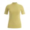Shop   Women Round Neck High Collar Slim Fit Crop Span Short Sleeve Tee Beige Rn