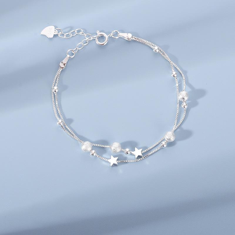 Vintage 925 Silver Bamboo Pearl Bracelet for Women Korean Style Round Bead Heart-shaped Bracelets Jewelry Birthday Gift