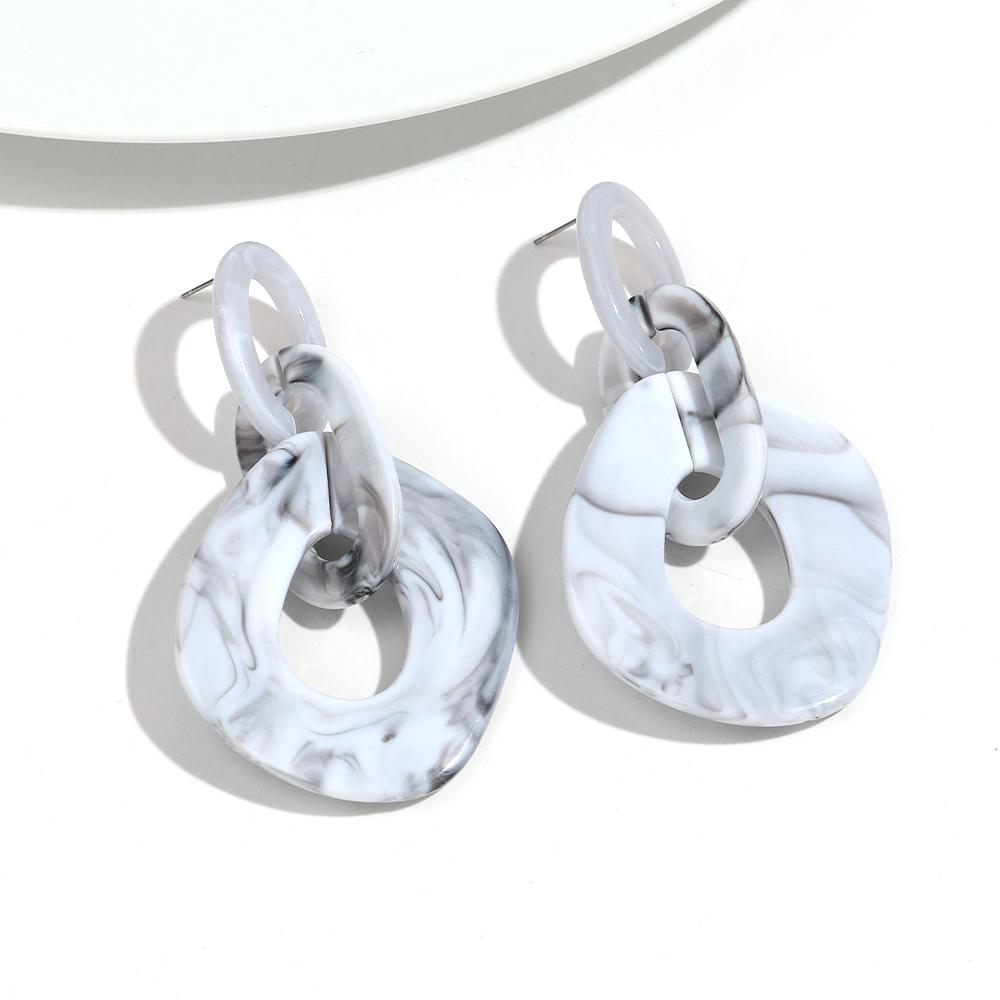 New Leopard Acrylic Big Link Chain Long Earrings for Women Exaggerated Irregular Geometric Drop Earring Statement Jewelry Gifts