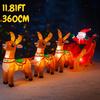 11.81FT Inflatable Toy Santa Sleigh Reindeer Xmas Yard Decoration LED Lit  Christmas Supplies Home Decor Ornament Festive Gift