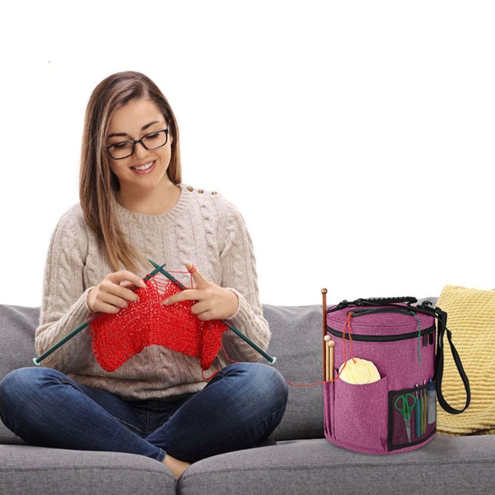 DIY Craft Yarn Round Crochet Bag Large Capacity Knitting Needle Organizer Home Storage