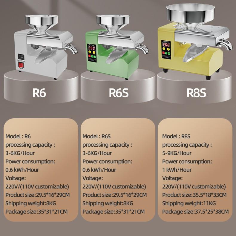 Smart R6/R6S/R8S Oil Press: Automatic, Constant Temperature, Cold/Hot Press for Home & Commercial Use