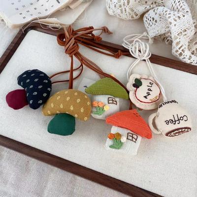 New Cute Woven Fabric Polka Dot Mushroom House Cartoon Neck Necklace Female Sweet Cute Adjustable Accessories