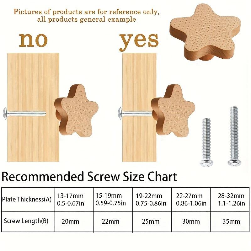 Gałki do szuflad w kształcie gwiazdy w stylu bohemy, 6 szt. drewniane uchwyty do komody z drewna bukowego do szaf/szuflad/szafek, ze śrubami