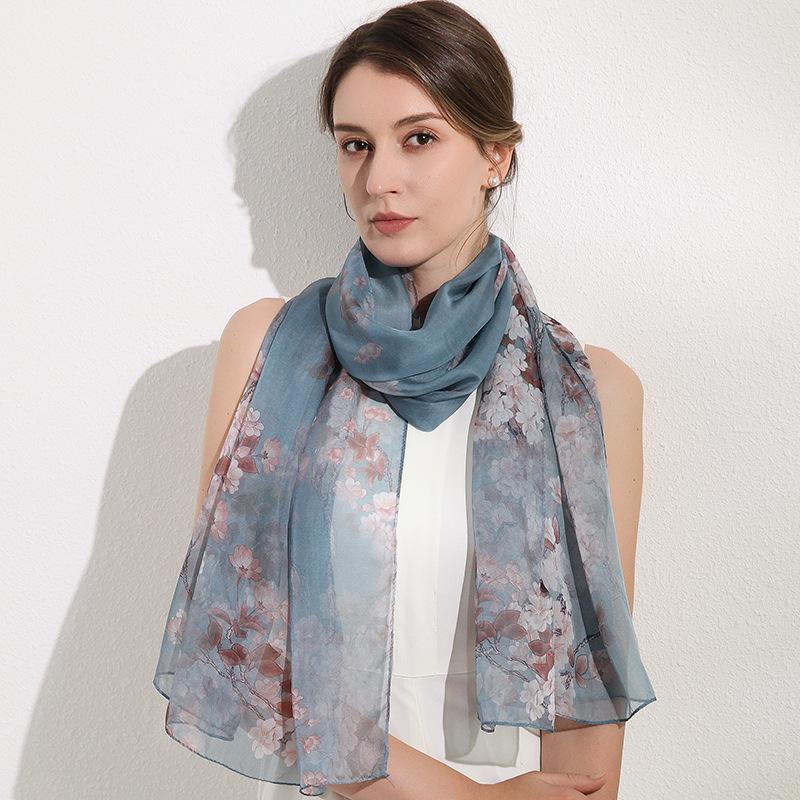 Shanghai Story New Mulberry Silk Scarf Women's Summer Thin Versatile Printed Shawl Mom Gift Scarf