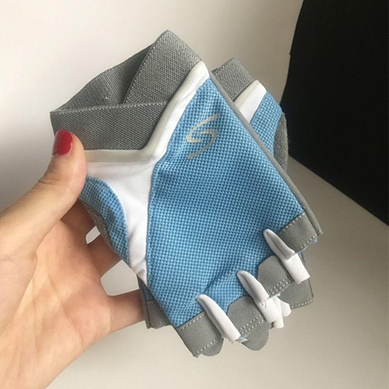 

Перчатки для фитнеса с открытыми пальцами для тренировок на оборудовании Light blue S