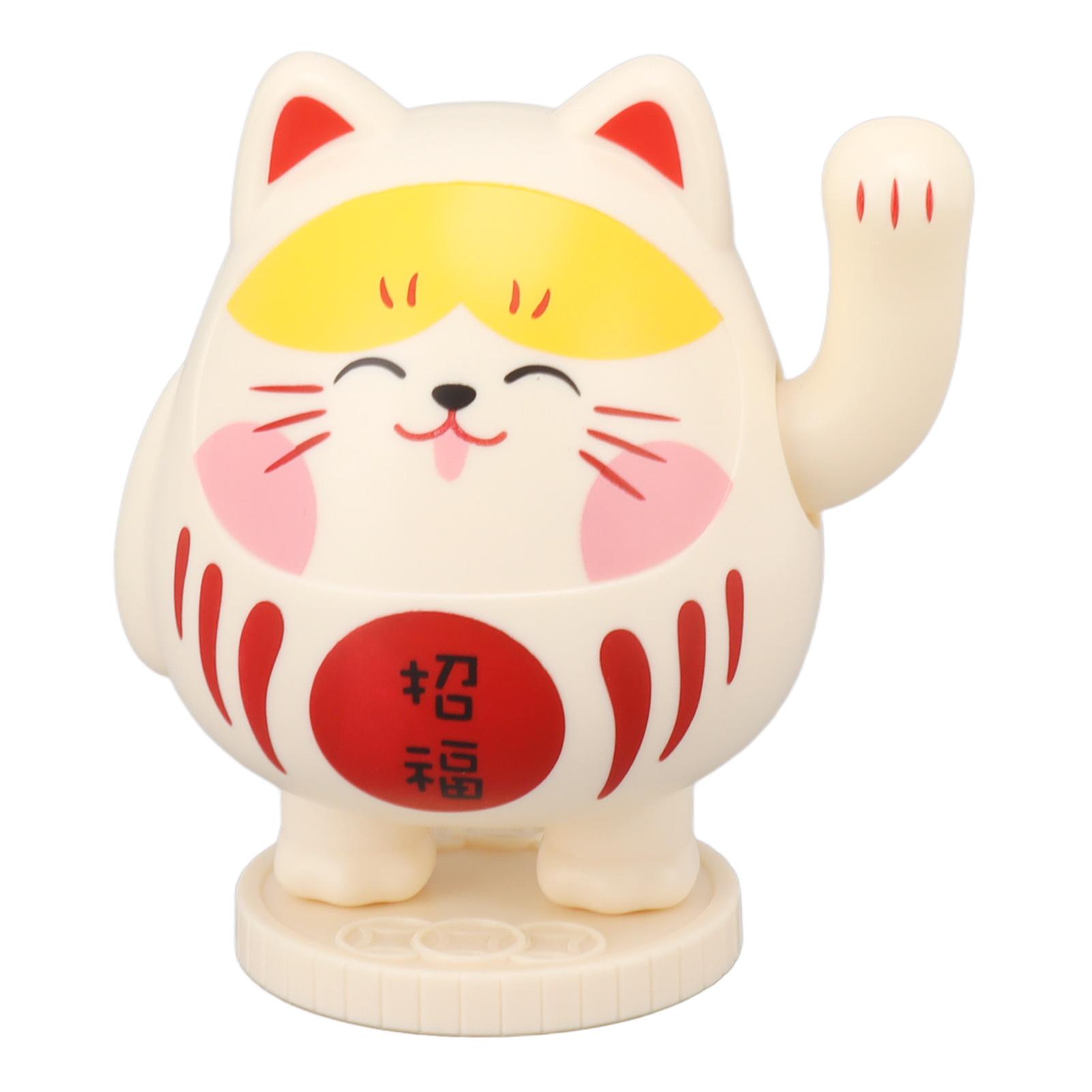Машущий Счастливый Кот На Солнечной Батарее Декоративное Украшение Фигурка Кота Удачи для Автомобиля Дома Ресторана Кафе Желтый Розовый