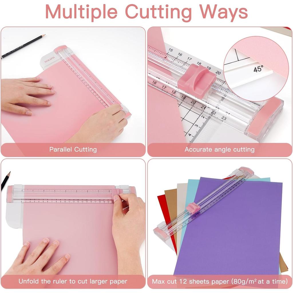 Portable Paper Cutter 12 Inch Paper Slicer Scrapbooking Tool with Security Safeguard and Side Ruler for Craft Paper A4 A5 Paper