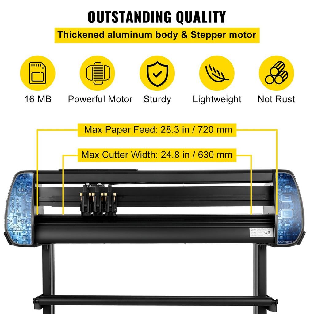 Vinyl Cutter Machine, 28-inch Cutting Plotter, Adjustable Speed and Force, DIY Cutting Machine Kit for Signs Banners Stickers with Floor Stand