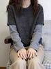 Women's Brushed Stripe Two-in-One Long-Sleeve T-Shirt: Thick, Warm, Versatile Base Layer for Autumn/Winter Fashion