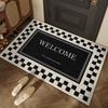 European Checkerboard Retro Border Welcome Mat Indoor and Outdoor Entrance Mat Kitchen and Bathroom Anti Slip Carpet Washable