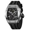 Men's Luxury Quartz Wristwatch 24 Black Silver Luminous Dial 5 ATM Water Resistant Silicone Strap Business Holiday Gift