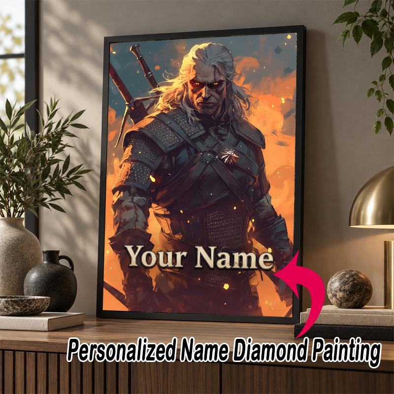Custom Name The Witcher Geralt 5D Diamond Painting Personalized Full Drill Diamond Art Kit Gift