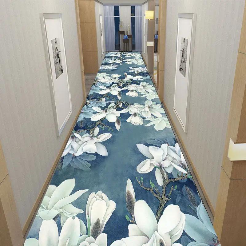 Classical Corridor Carpets Hallway Decor Chinese Style Long Runner for Aisle Passageway Decoration Home Red Carpet Washable Mats