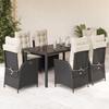 VidaXL Garden Dining Set Cushions 7pcs Black Wicker 3213062