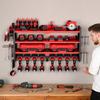 Power Tool Organizer Wall Mount, 4-Layer Storage Rack with 8 Drill Holders, Tools Holder and Storage Rack with Side Pegboards, Garage Tool Organizer