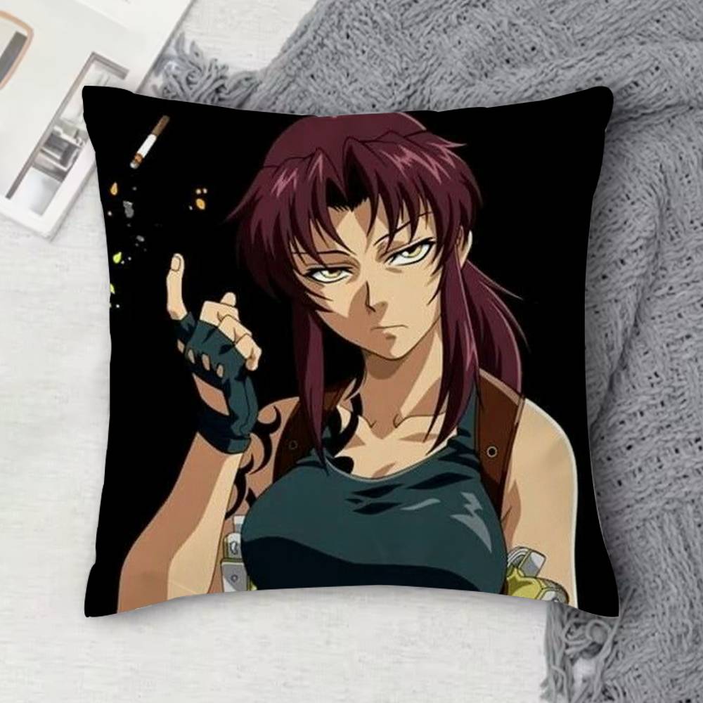 BBlack Lagoon Doublesided Printed Square Decorative Cushion Cover for Sofa Living Room Home Decor