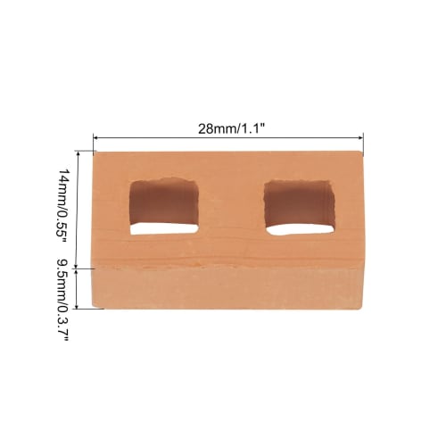 uxcell Miniature Bricks Clay Mini Wall Bricks Model Building Set for Model Building Dolls, Pet Houses, and Gardens, Red, 50 Pieces, 1/12 Scale, 28x14x