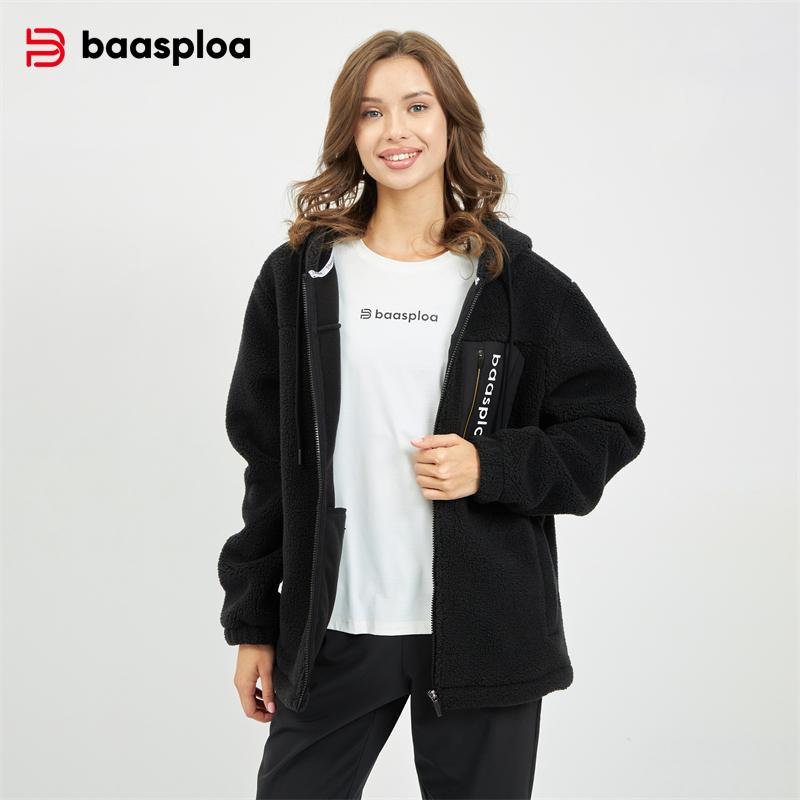 Baasploa Women's Warm Winter Coat Stylish Premium Versatile Fleece Women's Fleece Warm Winter Casual Coat