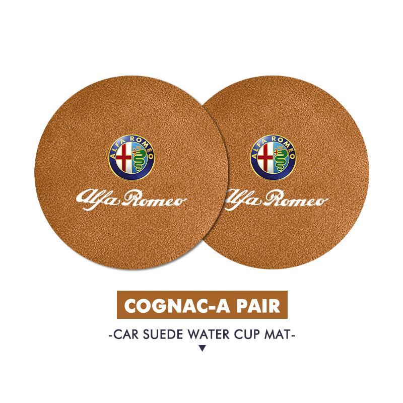 Car Stickers 2pcs Car Coaster Anti Slip Mat Water Cup Pad Accessories For Alfa Romeo GT Stelvio F1 Brera Volante Tonale Gloria D QA4