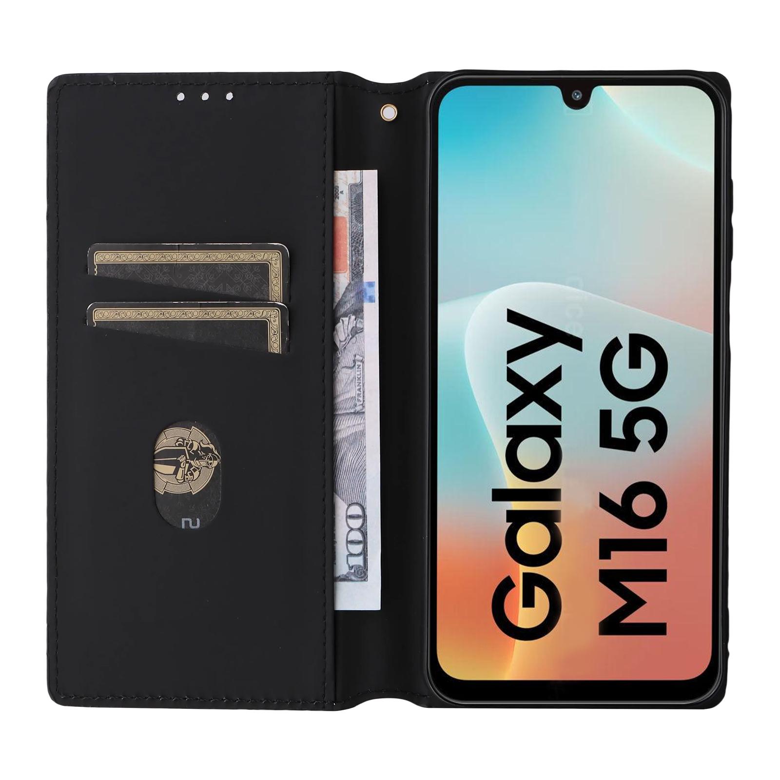 

For Samsung Galaxy M16 5G/F16 5G Case Wallet Rhombus Imprinted Leather Phone Cover Silver