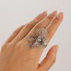 Elegant Ginkgo Leaf Flower Ring for Women, Vintage Gold Finger Ring Wedge Jewelry Accessory Gift