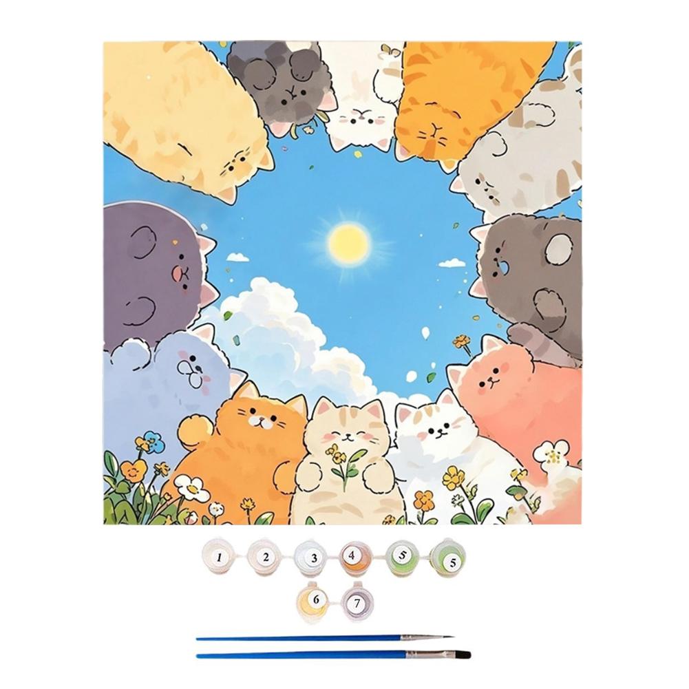 Simple Cat Paint by Numbers Kit,Paint by Number Kits on Canvas for Kids Beginners,Digital Oil Painting Kits for Home Wall Decor