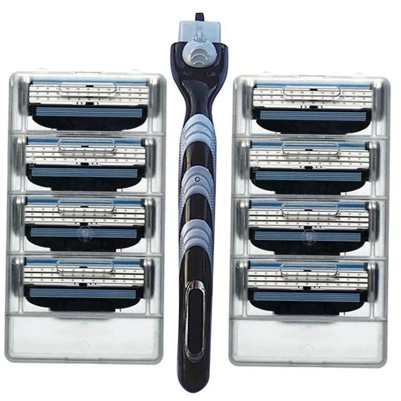 

Новые мужские бритвенные лезвия 3-слойное бритвенное лезвие ручная бритва совместимая с бритвенным станком 1handle 8heads
