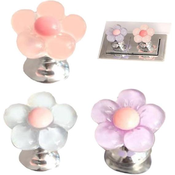 3Pcs Multicolor Cute Flower Shaped Toilet Buttons,Flower Shape Press Tank Button,Toilet Push Tank Buttonss Flush Pusher Tool,Handle Helper,Creative