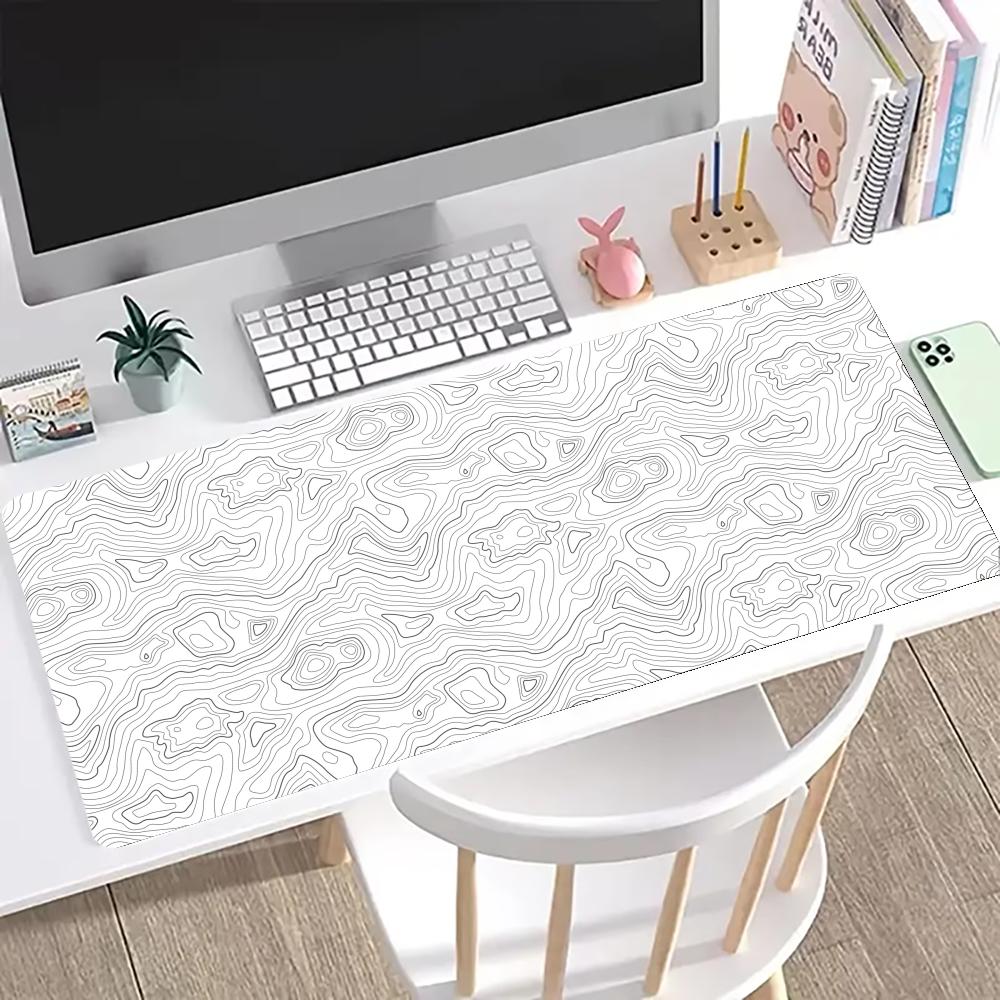 Esports Gamer Mouse Pad Topographic Mousepad White Black Control Strata Liquid Mausepad Gaming Keyboard Accessories Desk Mat XXL