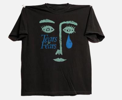 Retro Tears For Fears Band Katoen Zwart T-shirt met Korte Mouwen