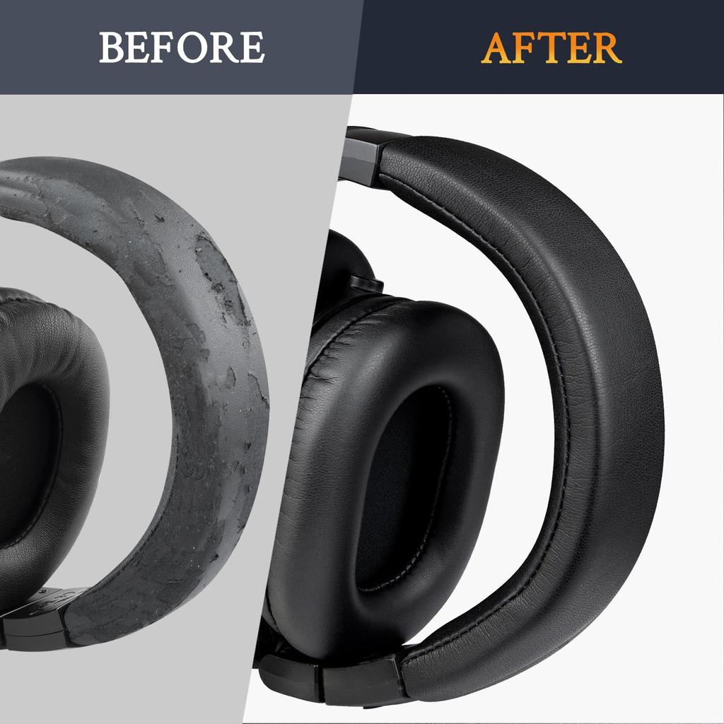 SOULWIT Headband Cover for Audio Technica ATH M50xSTS Protective Protein Leather Headphone Replacement Repair Head Strap Replacement Band M50, M50X,